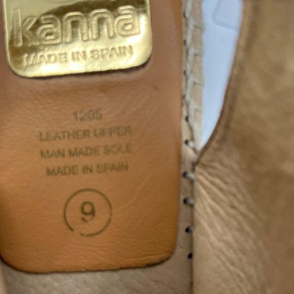 Kanna Shoes Womens Size 9 40 Espadrille Wedge Sandals Metallic Leather Spain‎ - Picture 7 of 9